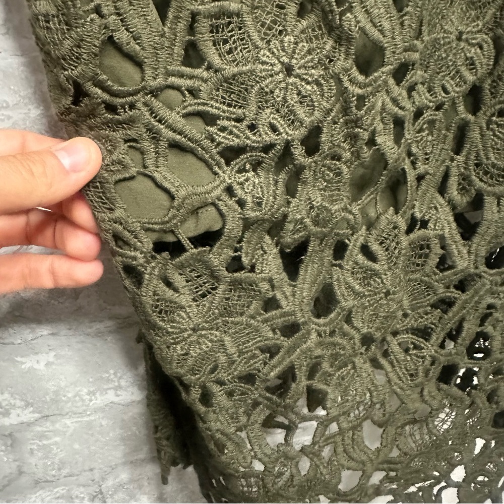 EUC Style Stalker Women’s Thalia Dress Elegant Crocheted NWT Size Medium (Olive) - Picture 5 of 16